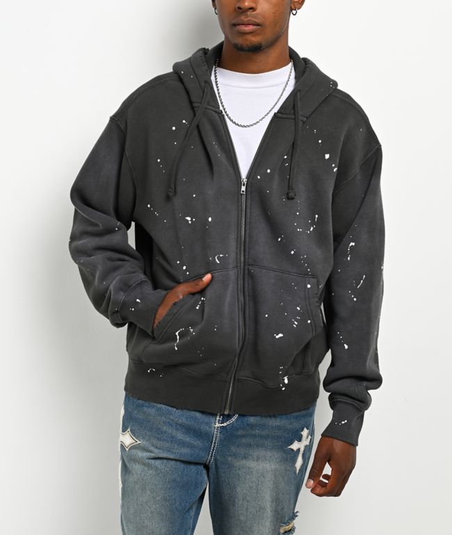 Ninth Hall Fundamentals Paint Drip Charcoal Zip Hoodie - Ninth Hall Fundamentals