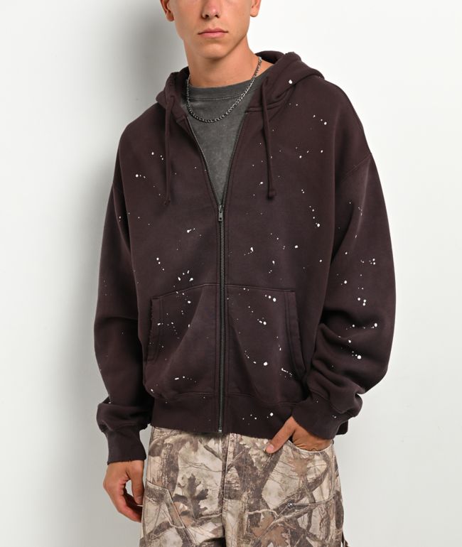 Ninth Hall Fundamentals Paint Brown Zip Hoodie - Ninth Hall Fundamentals