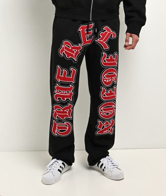 True Religion Old English Patch Black Sweatpants - True Religion