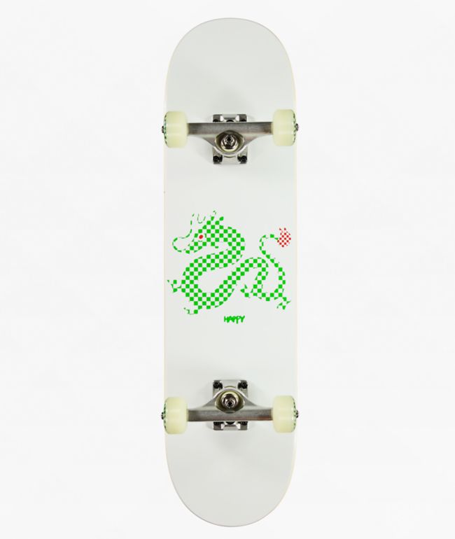Happy Checker Dragon White 7.75" Skateboard Complete - Happy