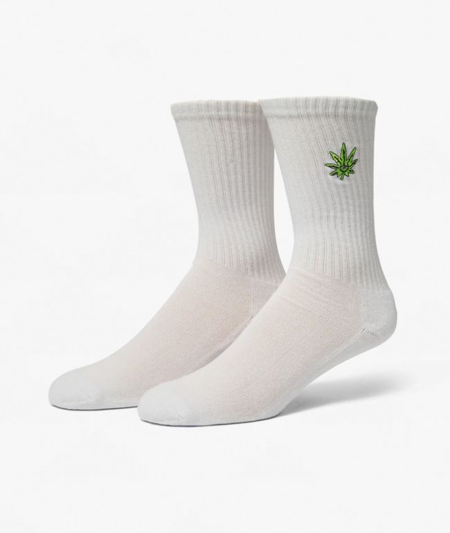 HUF Green Buddy White Crew Socks - HUF