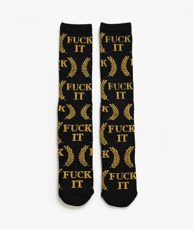 HUF Fuck It Award Black Crew Socks - HUF