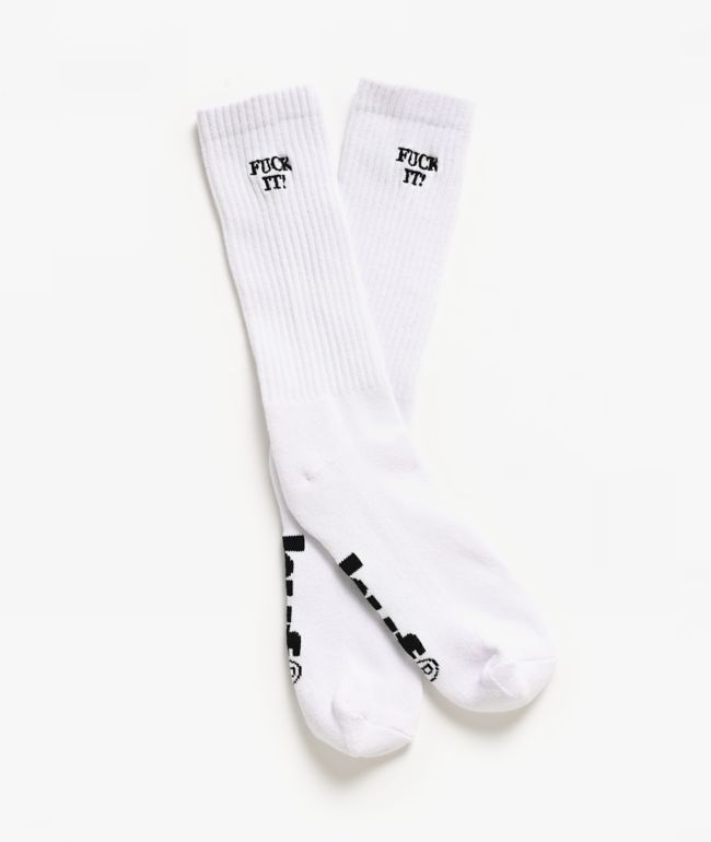 HUF Fuck It White Crew Socks - HUF
