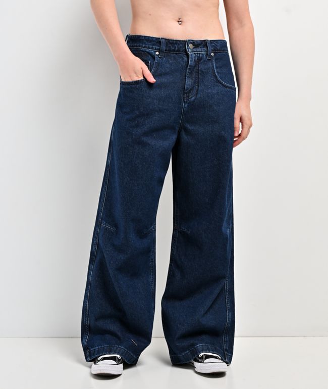 Empyre Extent Medium Blue Wash Mid Rise Wide Leg Jeans - Empyre