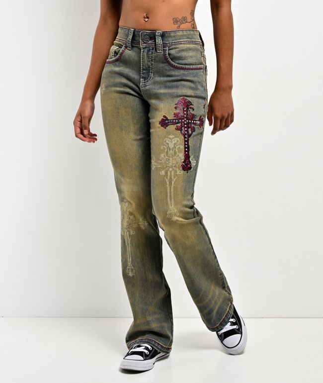 Ninth Hall Alyssia Burn Light Vintage Blue Wash Bootcut Jeans - Ninth Hall