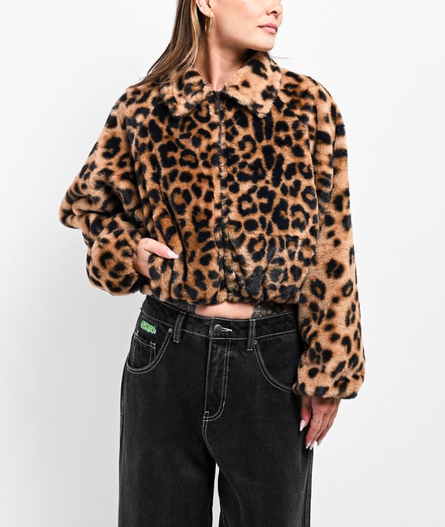 Stitch Fusion Leopard Faux Fur Zip Jacket - Stitch Fusion