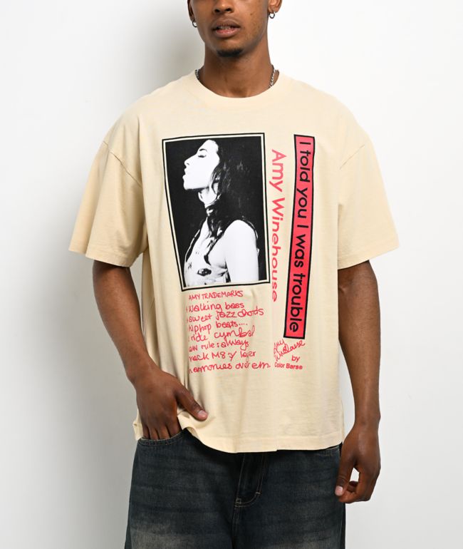 Color Bars x Amy Winehouse Trouble Beige T-Shirt - Color Bars