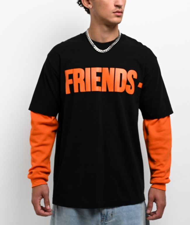 VLONE Friends Black & Orange 2fer Long Sleeve T-Shirt - VLONE