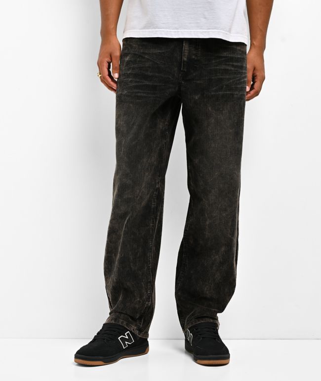 Empyre Distress Cord Brown Wash Loose Skate Pants - Empyre