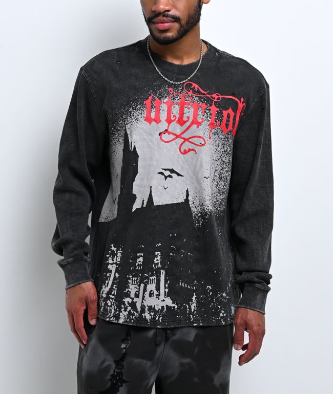 Vitriol Holy Ghost Black Wash Thermal Long Sleeve T-Shirt - Vitriol