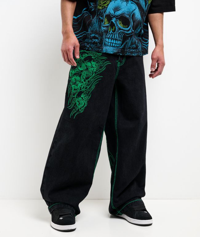 Affliction Toxic Rage Black Wash Extra Wide Leg Jeans - Affliction