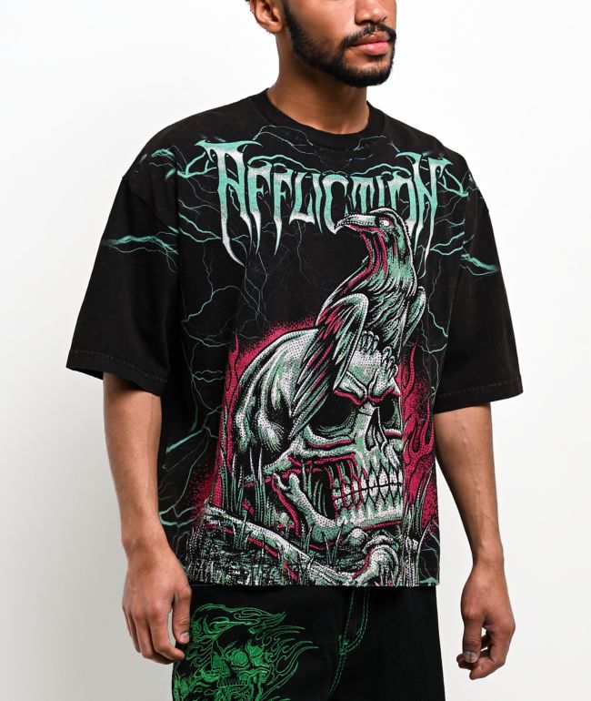 Affliction Ghost Image Black Wash Boxy T-Shirt - Affliction