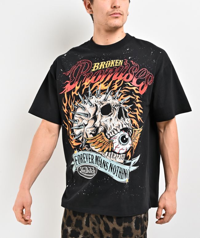 Von Dutch x Broken Promises Spiked Metal Black T-Shirt - Von Dutch