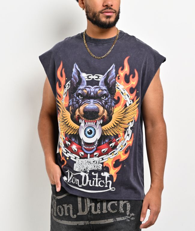 Von Dutch x Broken Promises Unleashed Grey Wash Tank Top - Von Dutch