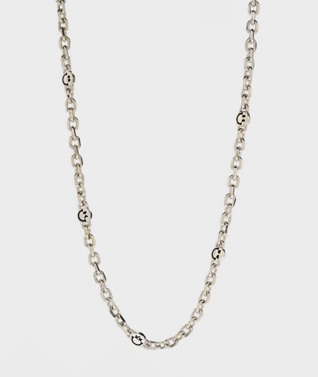 Smiley Cutout Finechain Silver Necklace - 