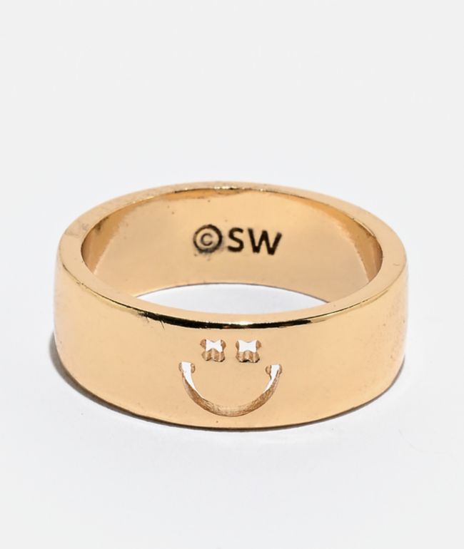 Smiley Cutout Band Gold Ring - 
