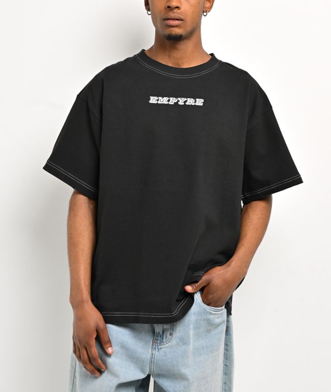 Empyre Sweet Grunge Black Contrast Stitch T-Shirt - Empyre