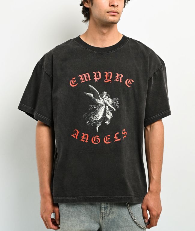 Empyre Angels Contrast Black Wash T-Shirt - Empyre
