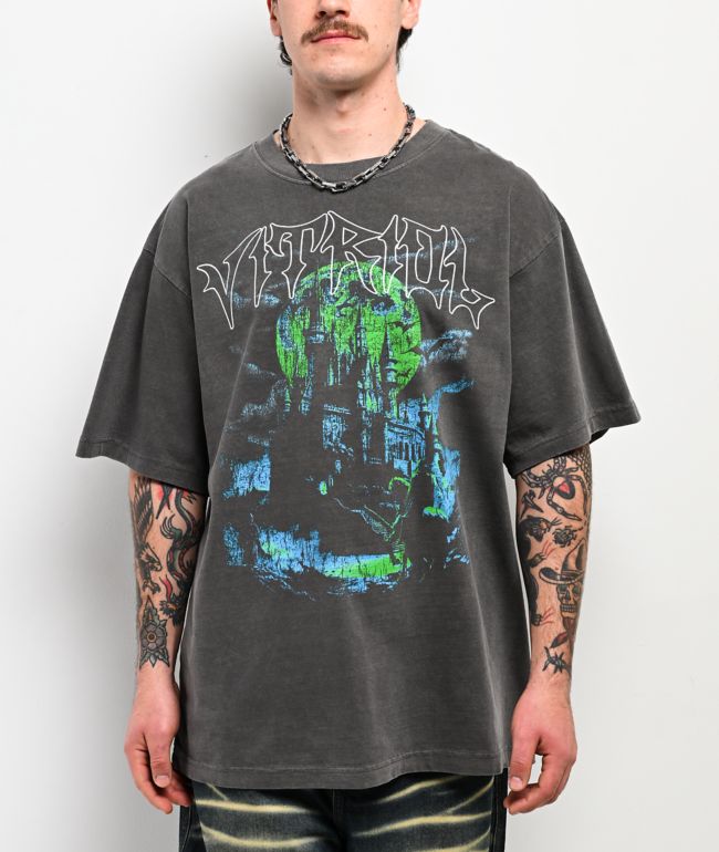 Vitriol Retro Horror Vintage Grey T-Shirt - Vitriol