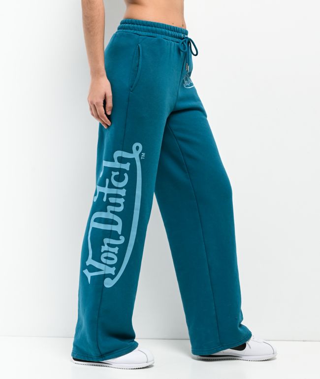 Von Dutch Blue Wash Wide Leg Sweatpants - Von Dutch