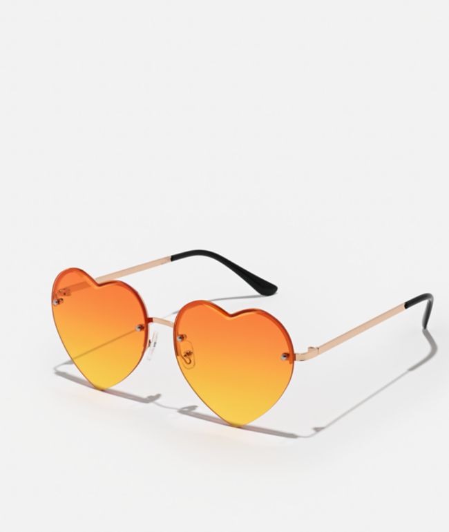 Bestie Orange Heart Sunglasses - 