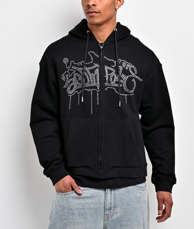 Southpole Legacy Rhinestone Black Zip Hoodie | Zumiez