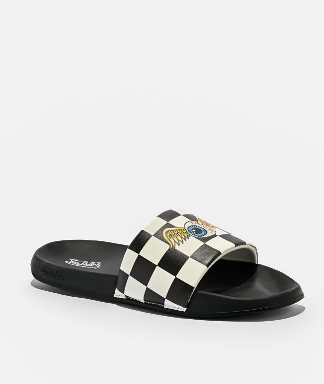 Von Dutch Domino Black Slide Sandals - Von Dutch