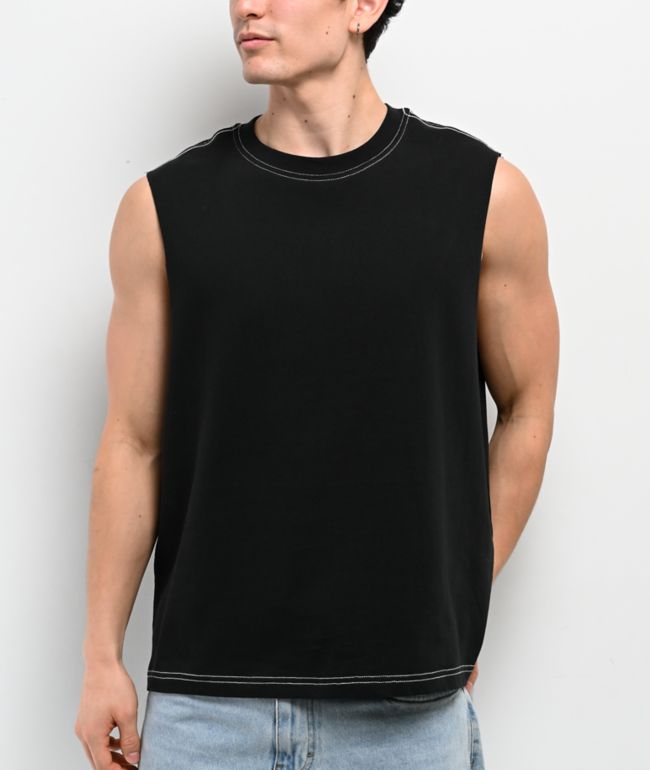 ITA Vex Contrast Stitch Black Tank Top - ITA