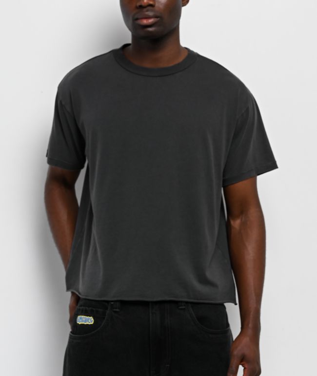 ITA Eon Distressed Black Wash Crop T-Shirt - ITA