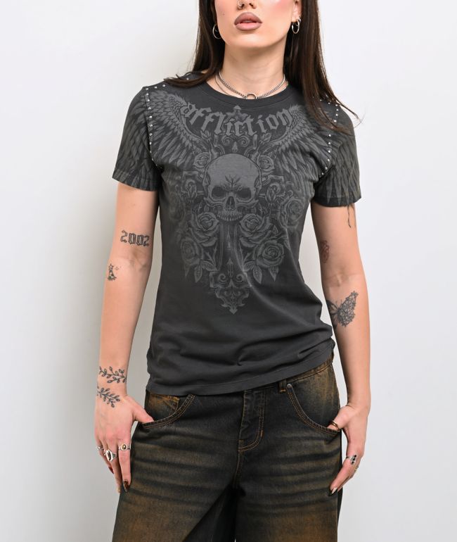 Affliction Indifference Black Wash T-Shirt - Affliction
