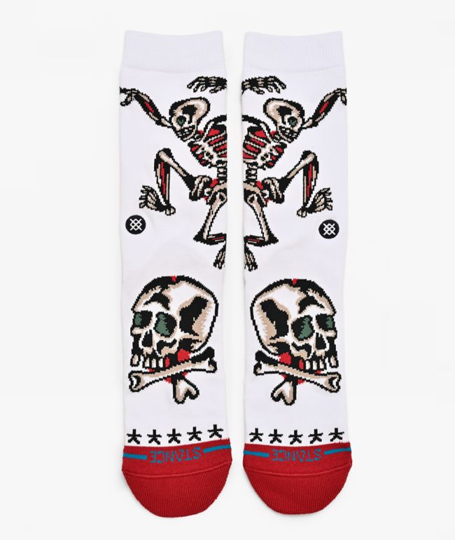 Stance x Bert Krak Skeleton White Crew Socks - Stance