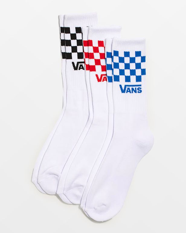 Vans Classic Check 3 Pack White Crew Socks - Vans