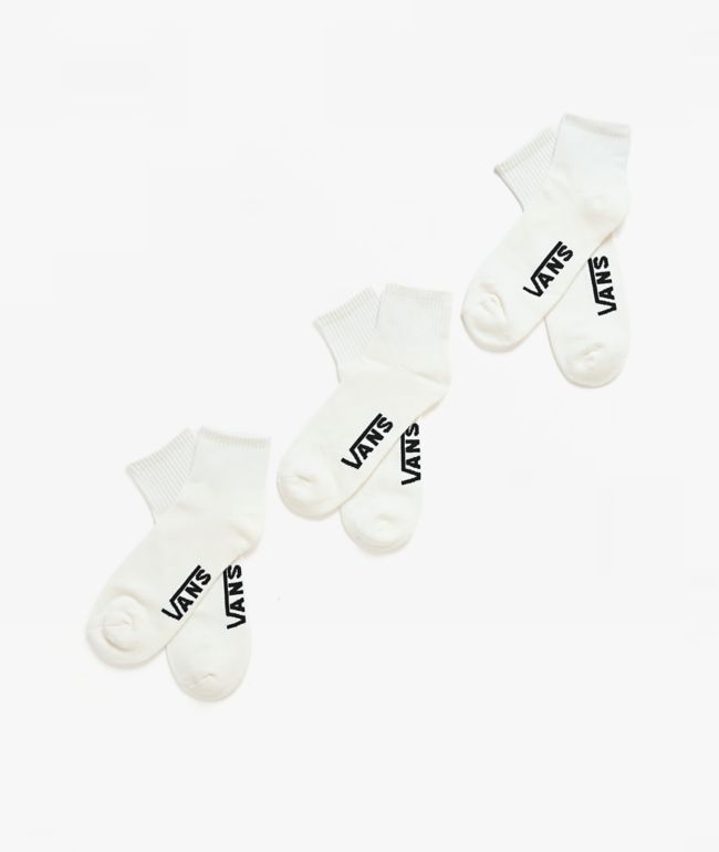 Vans Classic 3 Pack White Quarter Crew Socks - Vans