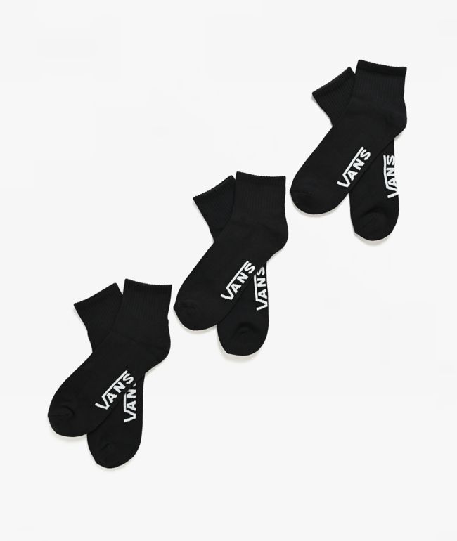 Vans Classic 3 Pack Black Quarter Crew Socks - Vans