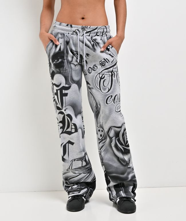 FB County Tatted Up Grey Straight Leg Sweatpants - FB County