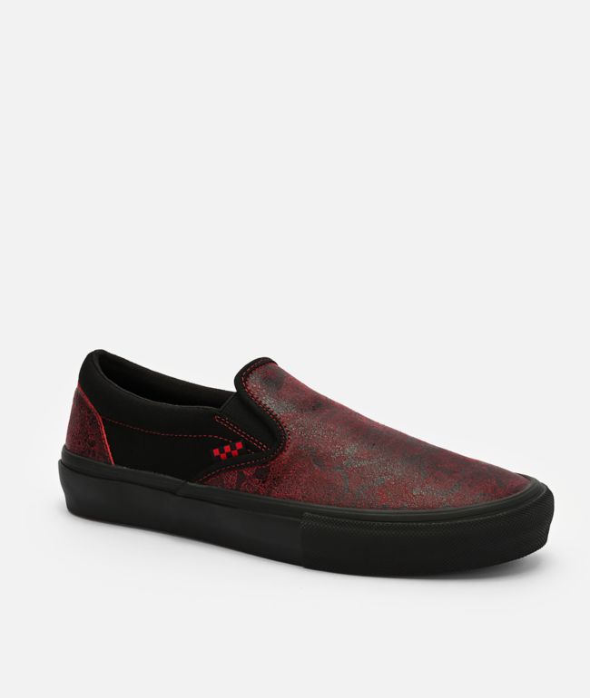 Vans Slip-On Saw Red & Black Skate Shoes - Vans