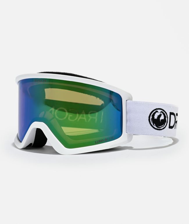 Dragon DX3 OTG White & Green Ion Snowboard Goggles - Dragon Alliance
