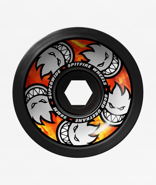 Spitfire Multiball Superwide 58mm 80a Black Cruiser Skateboard Wheels - Spitfire