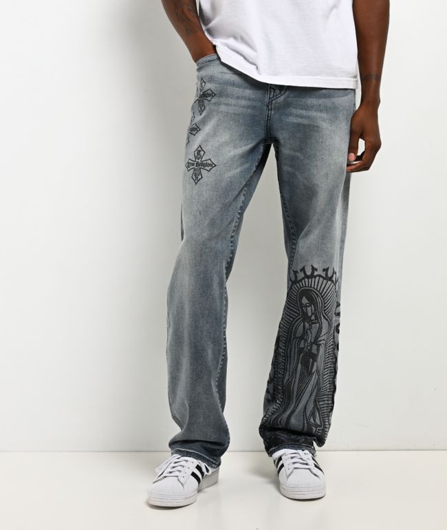 True Religion Bobby Flap Guadalupe Blue Wash Baggy Jeans - True Religion
