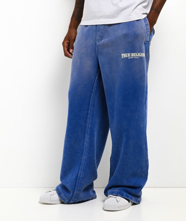 True Religion Big T Blue Wash Baggy Sweatpants - True Religion