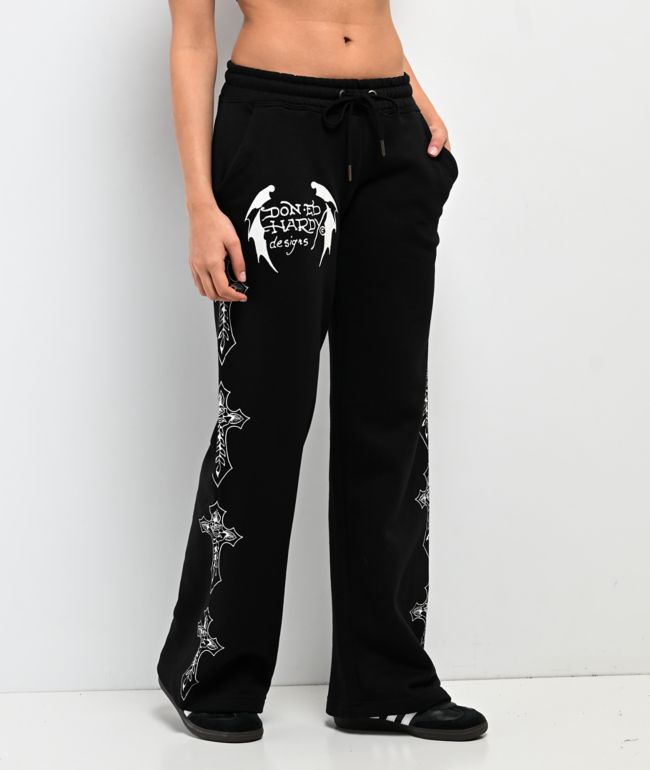 Ed Hardy Mary Green Sherpa Wide Leg Sweatpants | Zumiez
