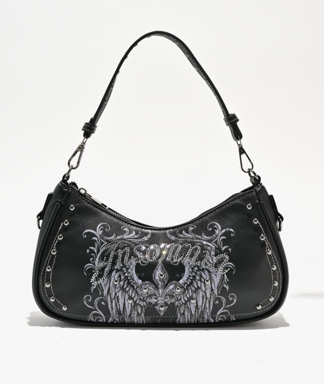 Insomnia Visuals Fleur Rhinestone Black Handbag - Insomnia Visuals