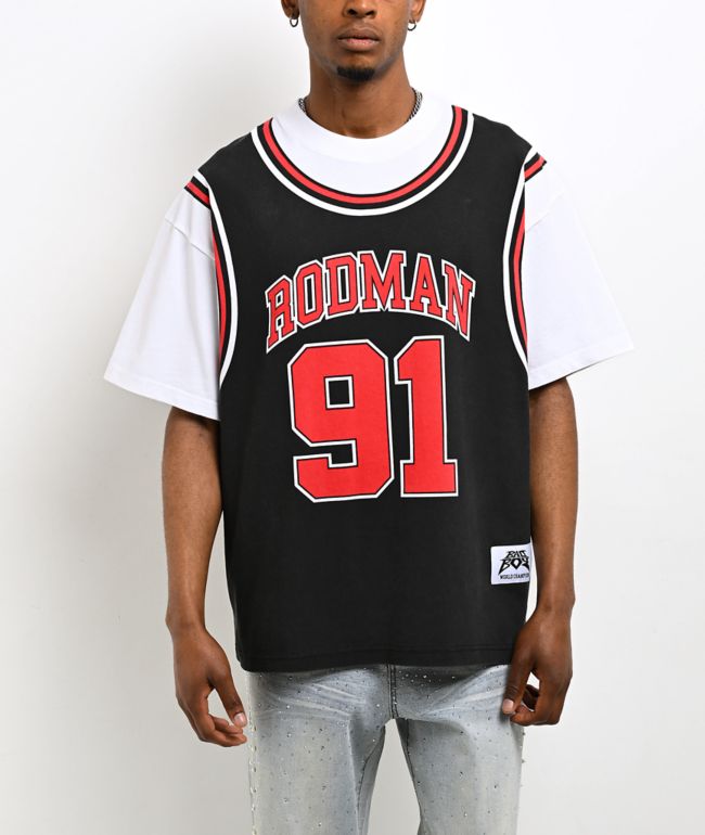 Rodman Apparel Backwards Jersey Black & White T-Shirt - Rodman