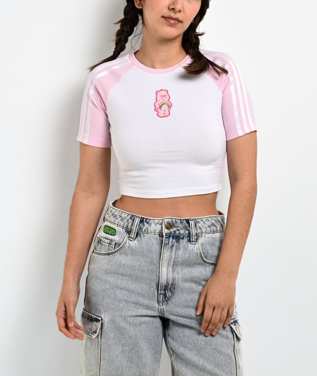 adidas x Care Bears Pink & White Ringer Crop T-Shirt - adidas