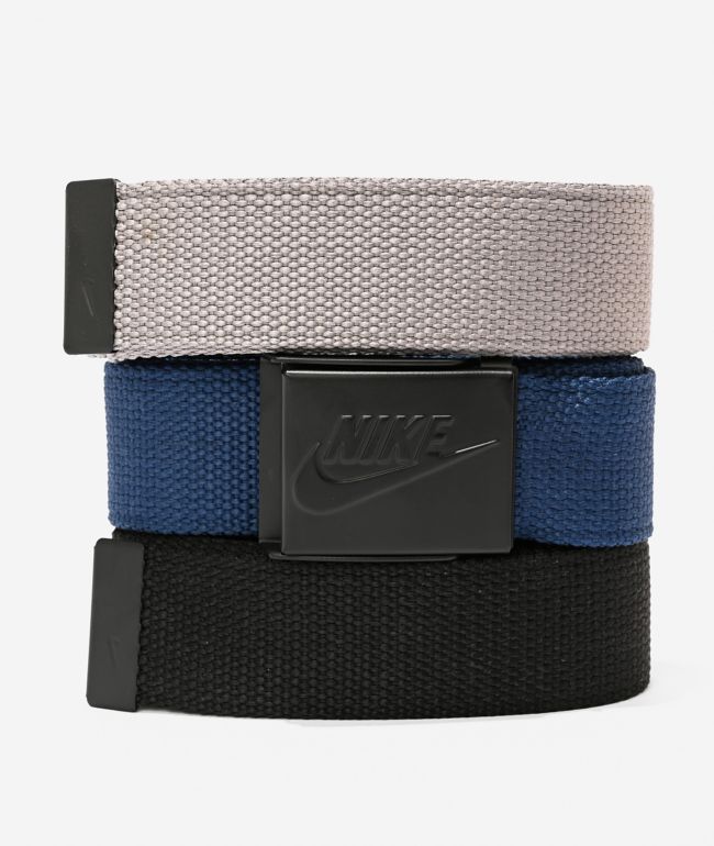 Nike 3-In-1 Black, Grey & Navy 3 Pack Web Belts - Nike