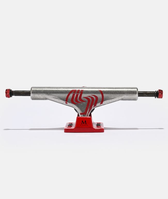 Silver M-Class Hollow 8.5" Raw & Red Skateboard Truck - Silver