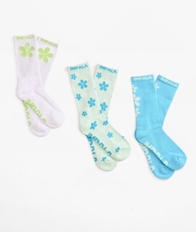 Impala Ditsy 3 Pack Crew Socks - Impala Rollerskates
