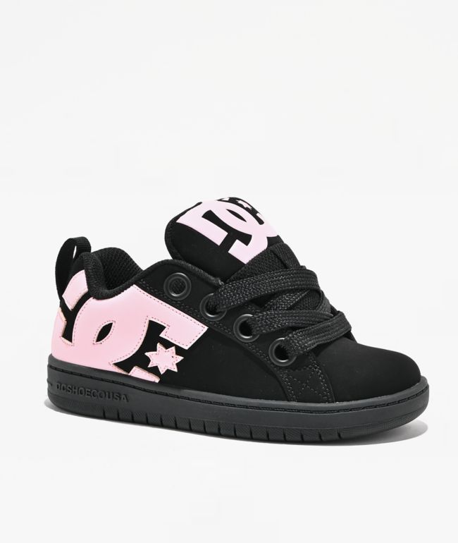 DC Kids Court Graffik Puff Black & Pink Skate Shoes - DC