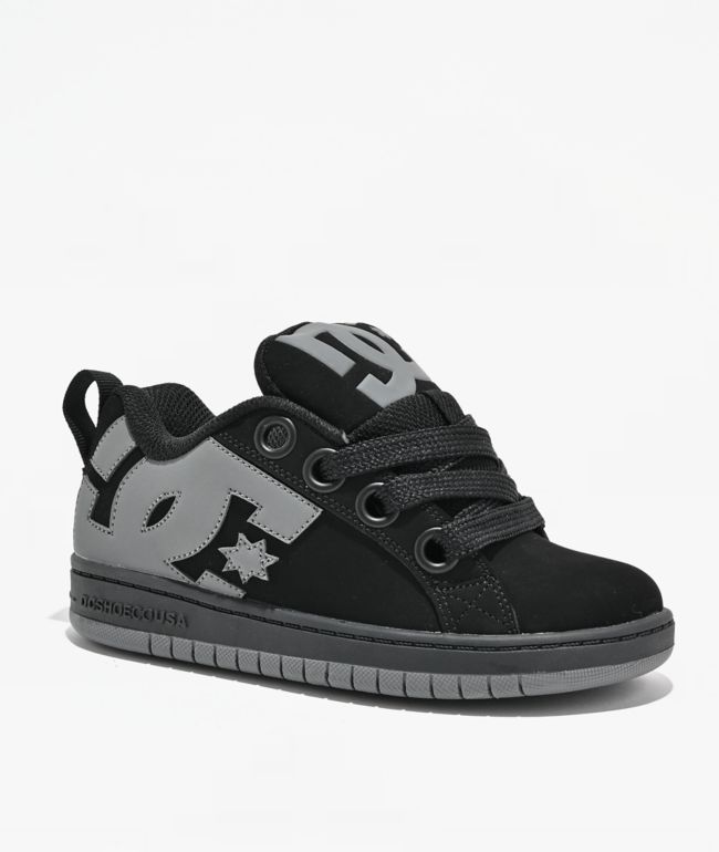 DC Kids Court Graffik Puff Black & Grey Skate Shoes - DC