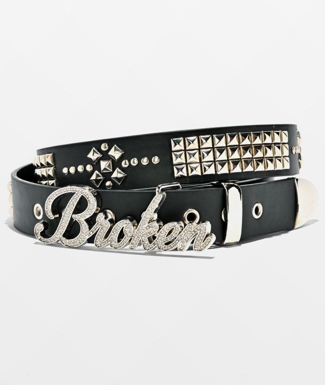 Broken Promises In The Moment Studded Black Belt - Broken Promises